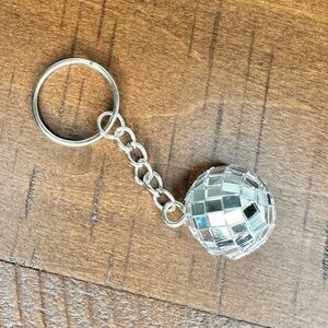 Silver Disco Ball Keychain 70s Novelty